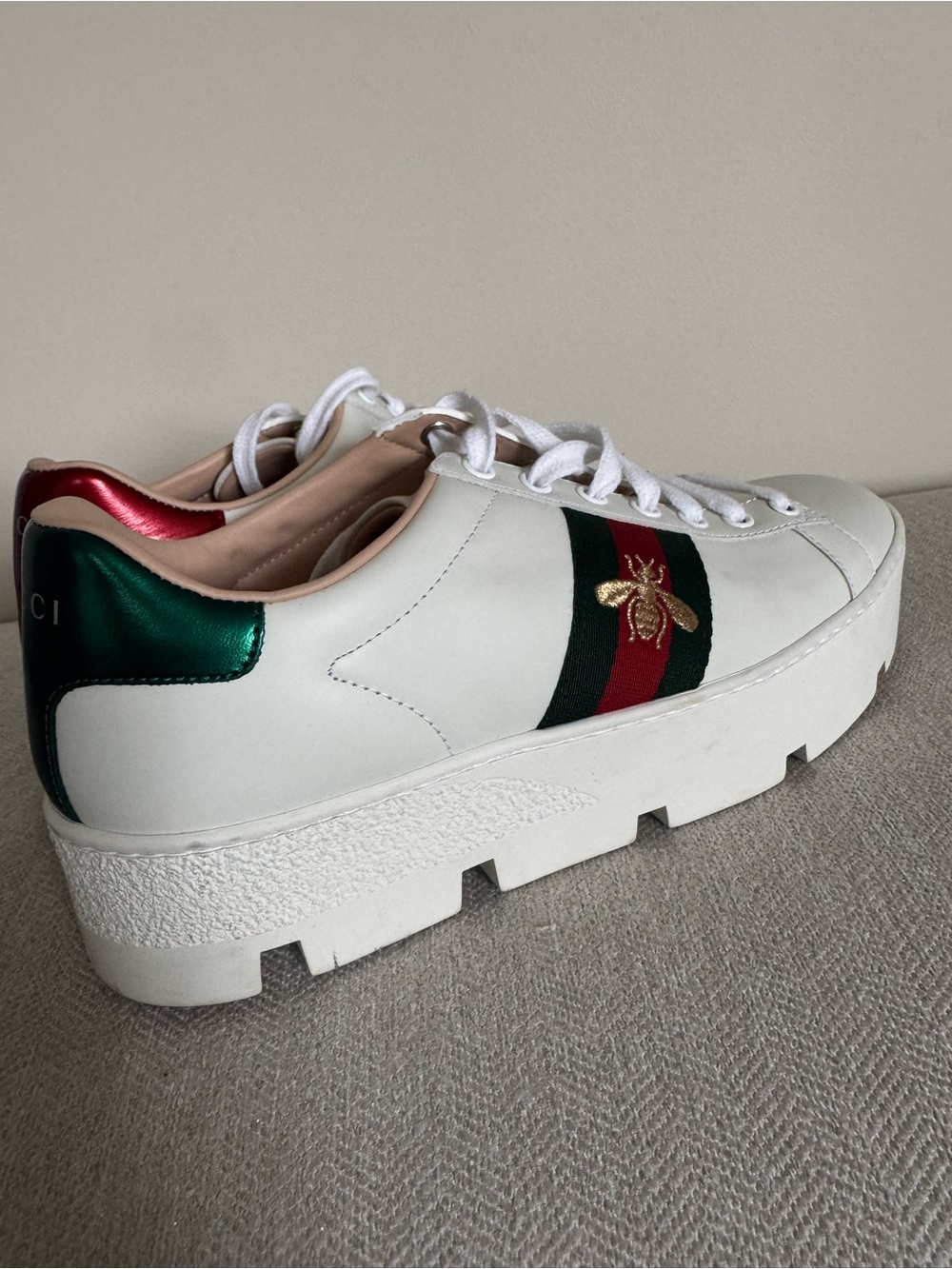 NEW Gucci Ace Platform Sneakers - Picture 6 of 10